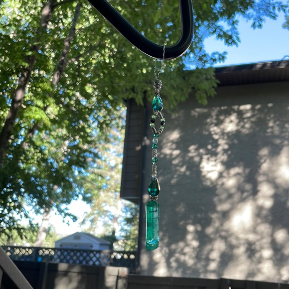 Handmade Artisan Beaded Suncatcher w New & Upcycled Beads & Crystals - Picture 2 of 8